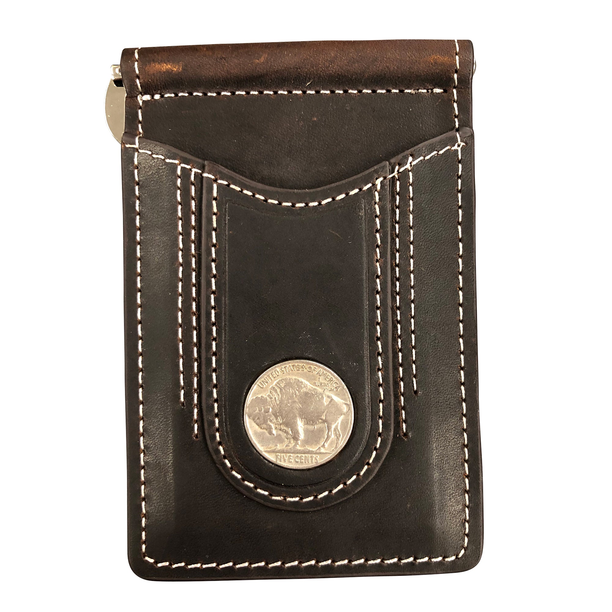 Bridle Leather Wallet with a Real U.S Buffalo Nickel