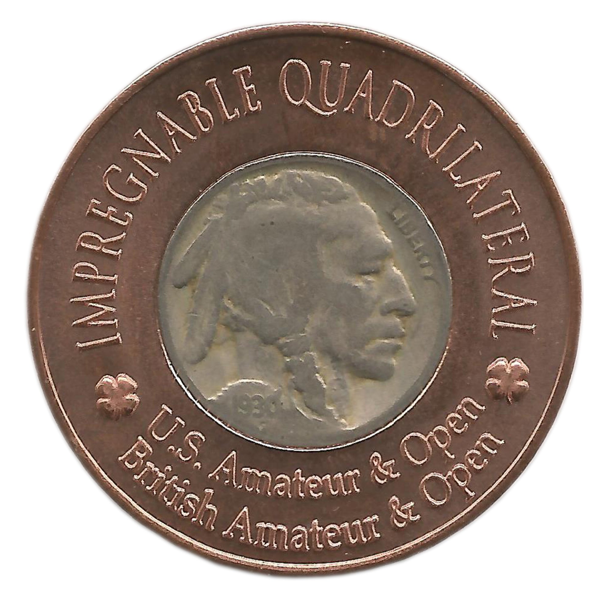 * Bobby Jones 1930 Nickel Ball Marker with Real 1930 U.S. Buffalo Nickel