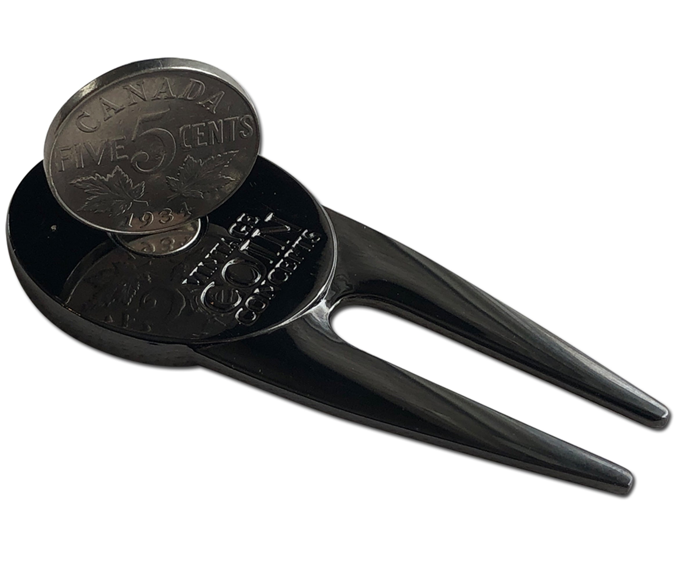 Canadian Divot Repair Tool & Ball Marker with a Real Pre-1937 Canadian Nickel
