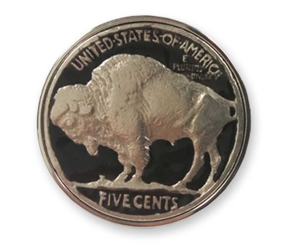 Enameled Buffalo Nickel Cufflinks with Real U.S. Buffalo Nickels