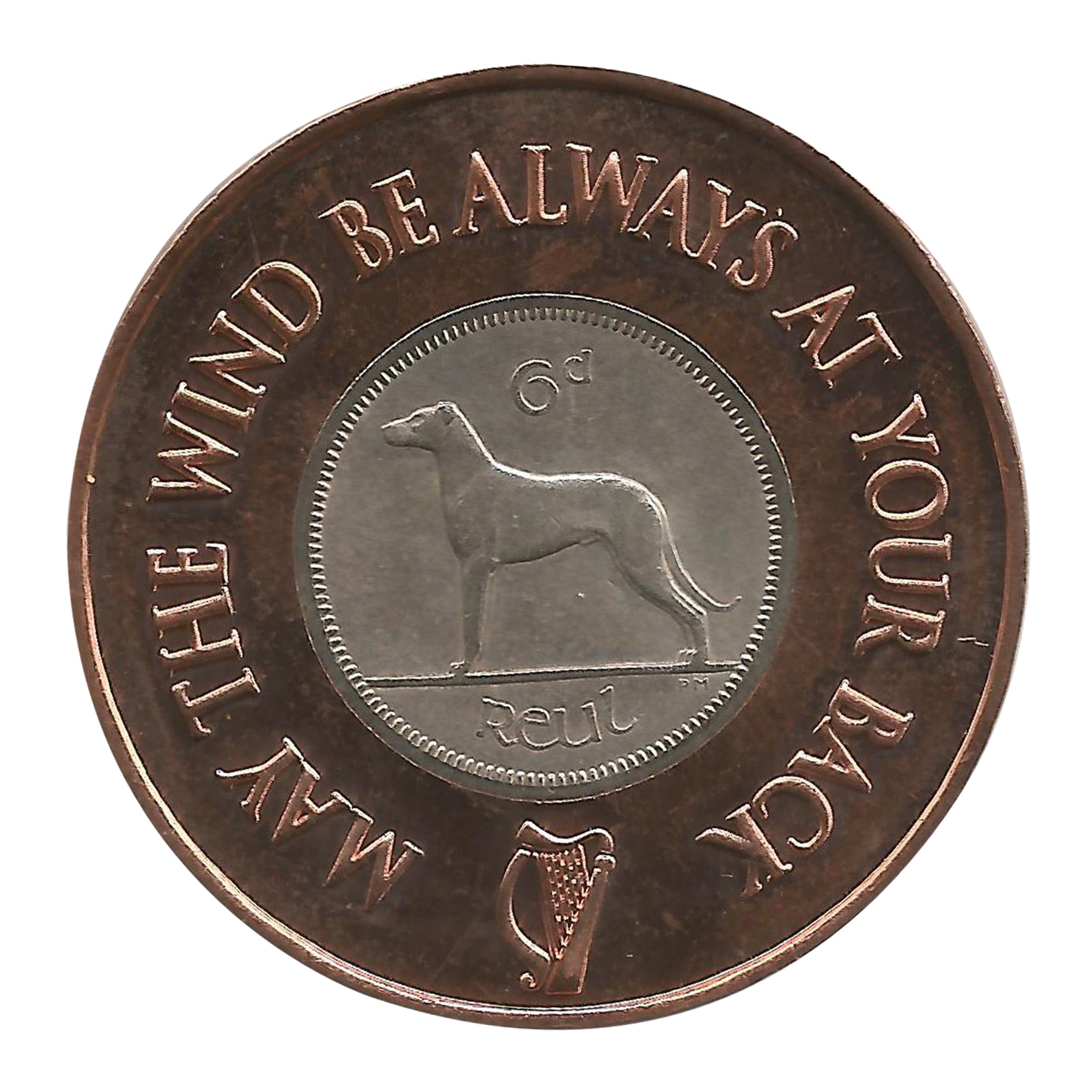 Irish Sixpence Golf Ball Marker with a Real Sixpence Coin