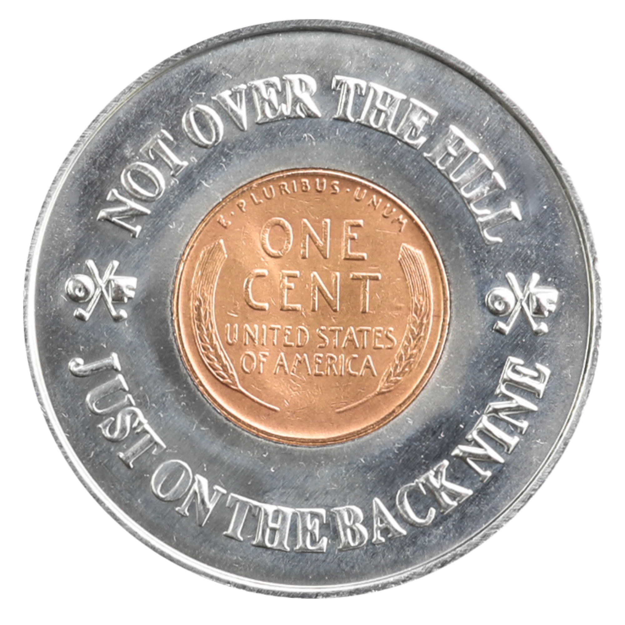 Ye Old Farts Golfing Society U.S. Ball Marker with Real U.S. Penny