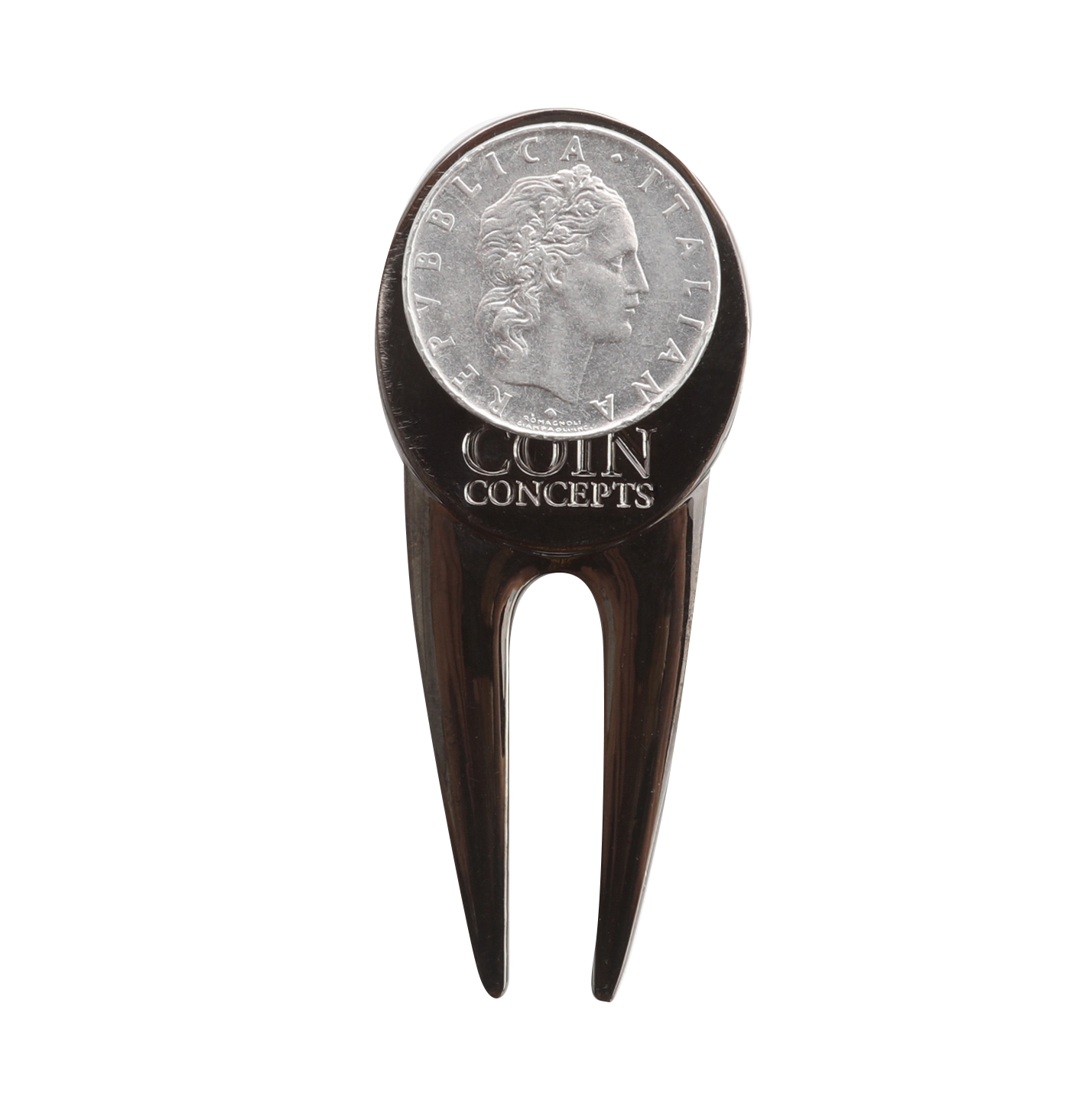 Italian Divot Repair Tool & Ball Marker with a Real Italian Lire Coin