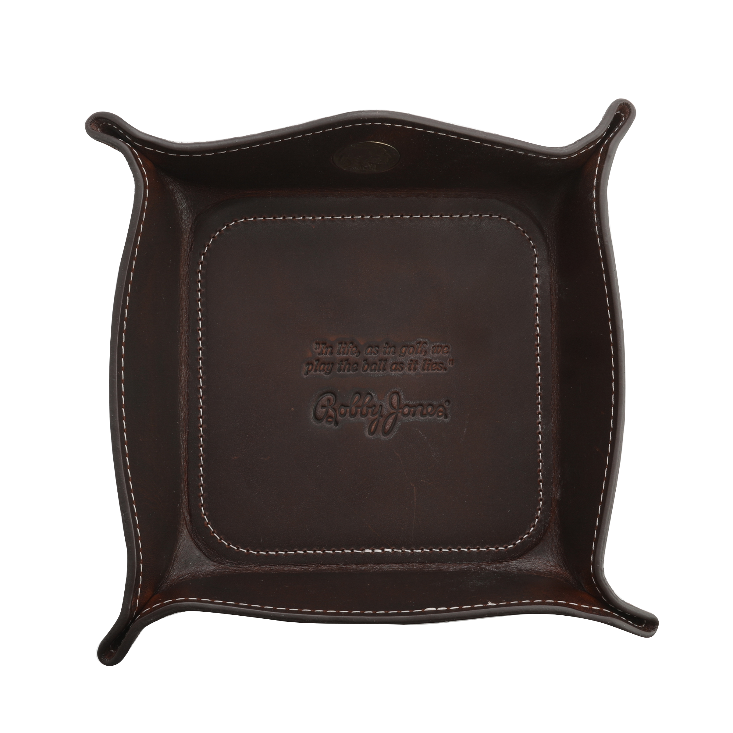 * 1930 Bobby Jones Change/Key Leather Valet Tray with Real 1930 U.S. Buffalo Nickel