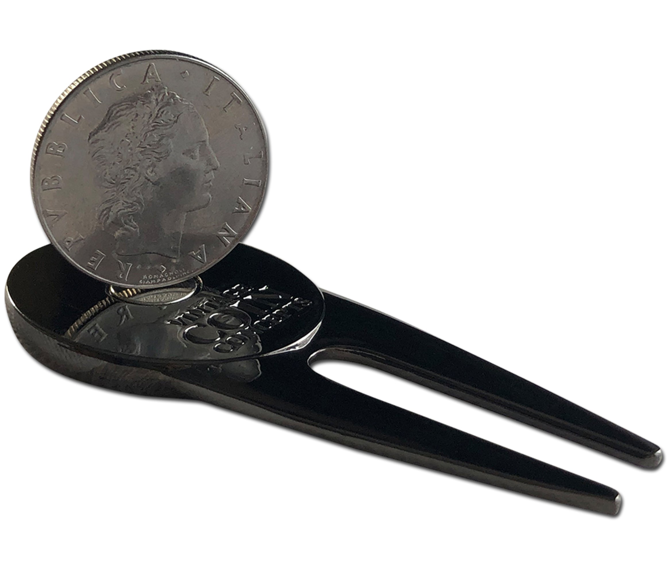 Italian Divot Repair Tool & Ball Marker with a Real Italian Lire Coin