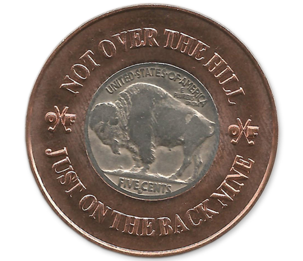 Ye Old Farts Golfing Society Copper Ball Marker with a Real U.S. Nickel