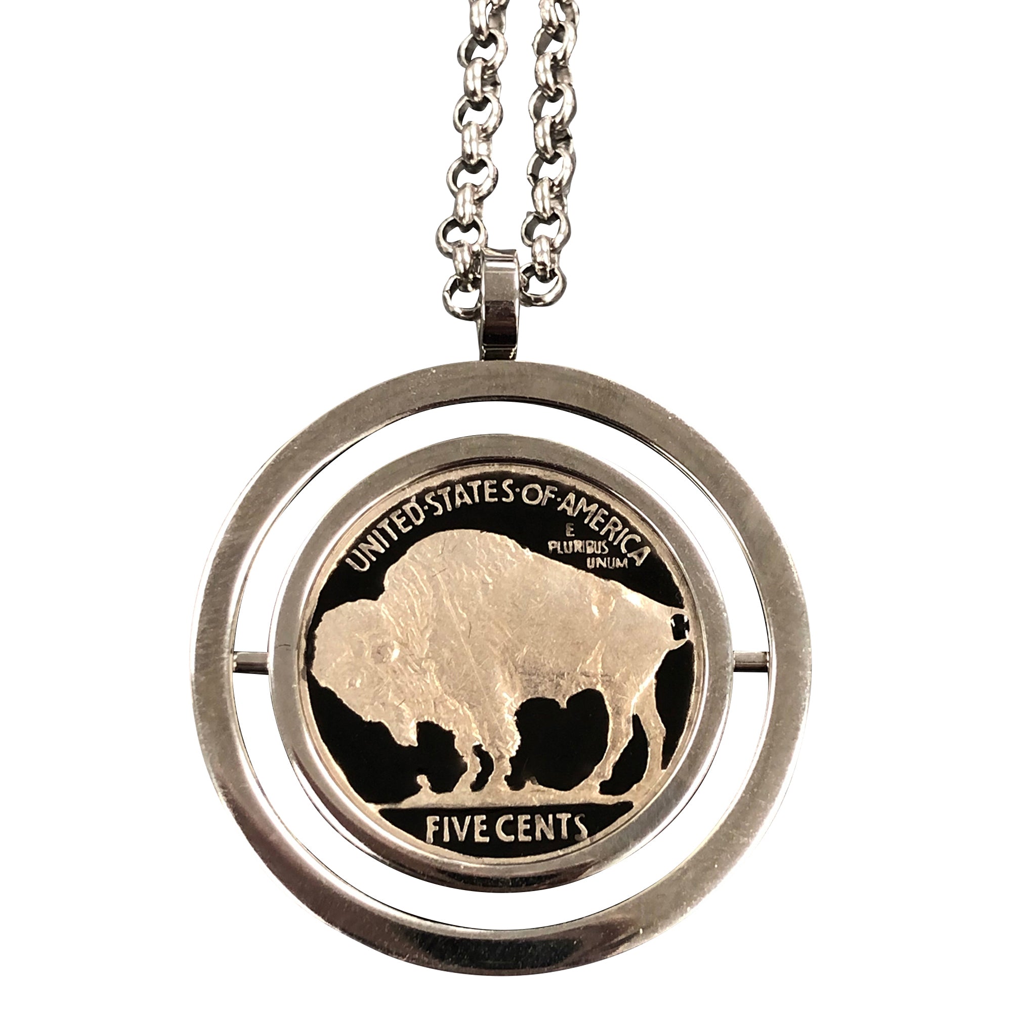 Swivel Pendant Necklace with U.S. Buffalo Nickel Coin
