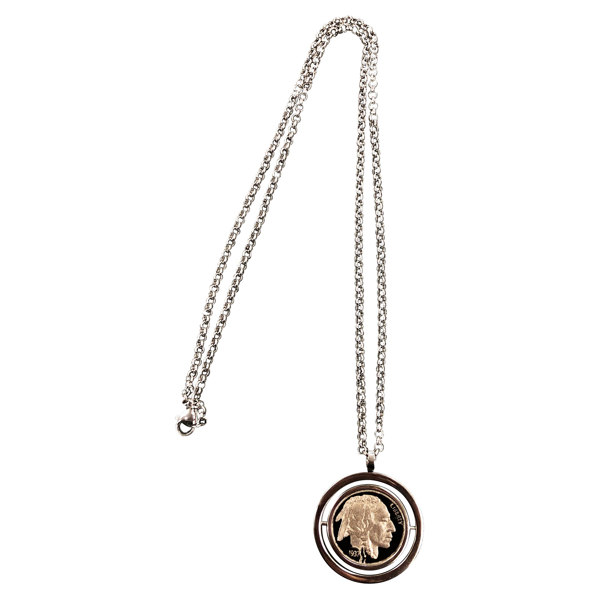 Swivel Pendant Necklace with U.S. Buffalo Nickel Coin