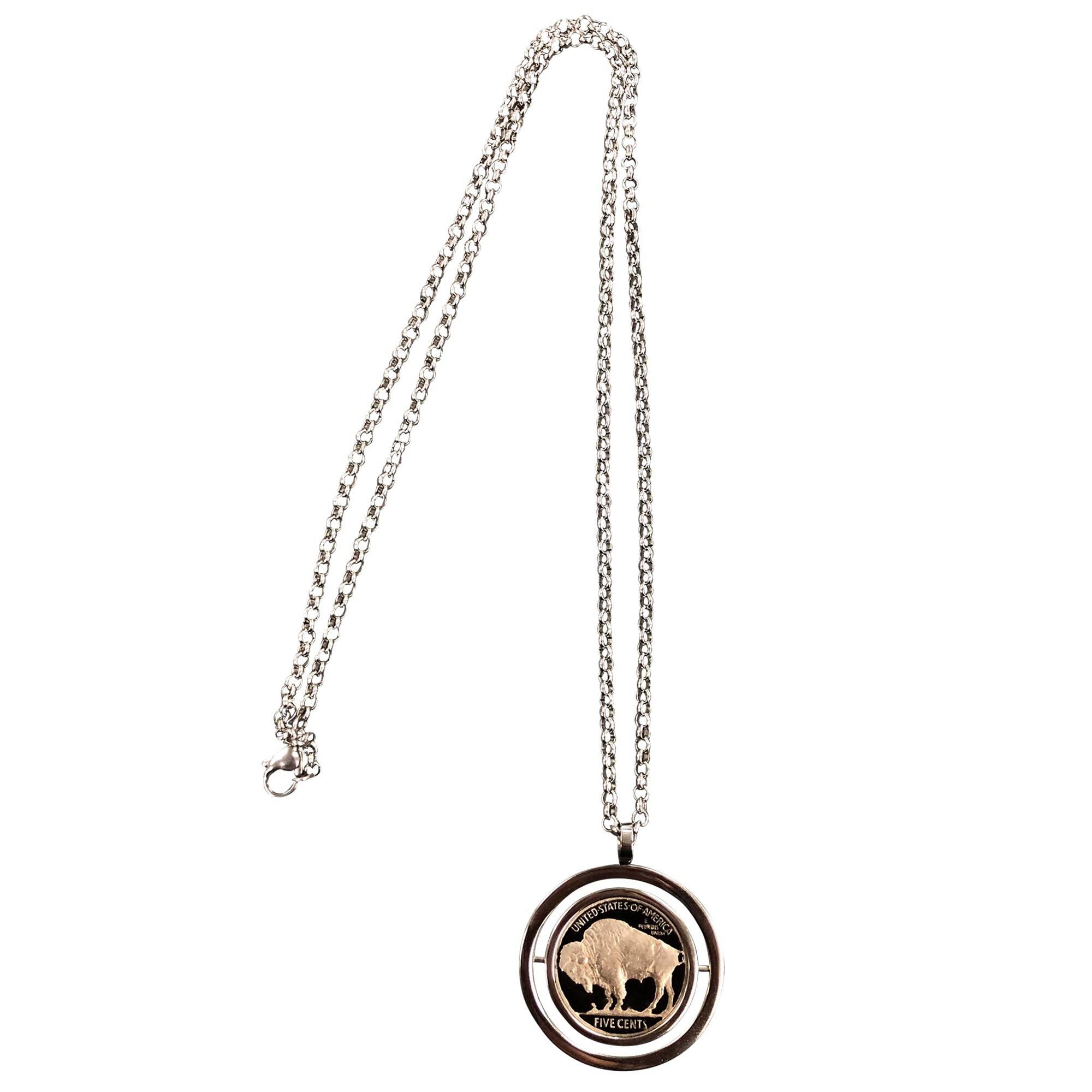 Swivel Pendant Necklace with U.S. Buffalo Nickel Coin