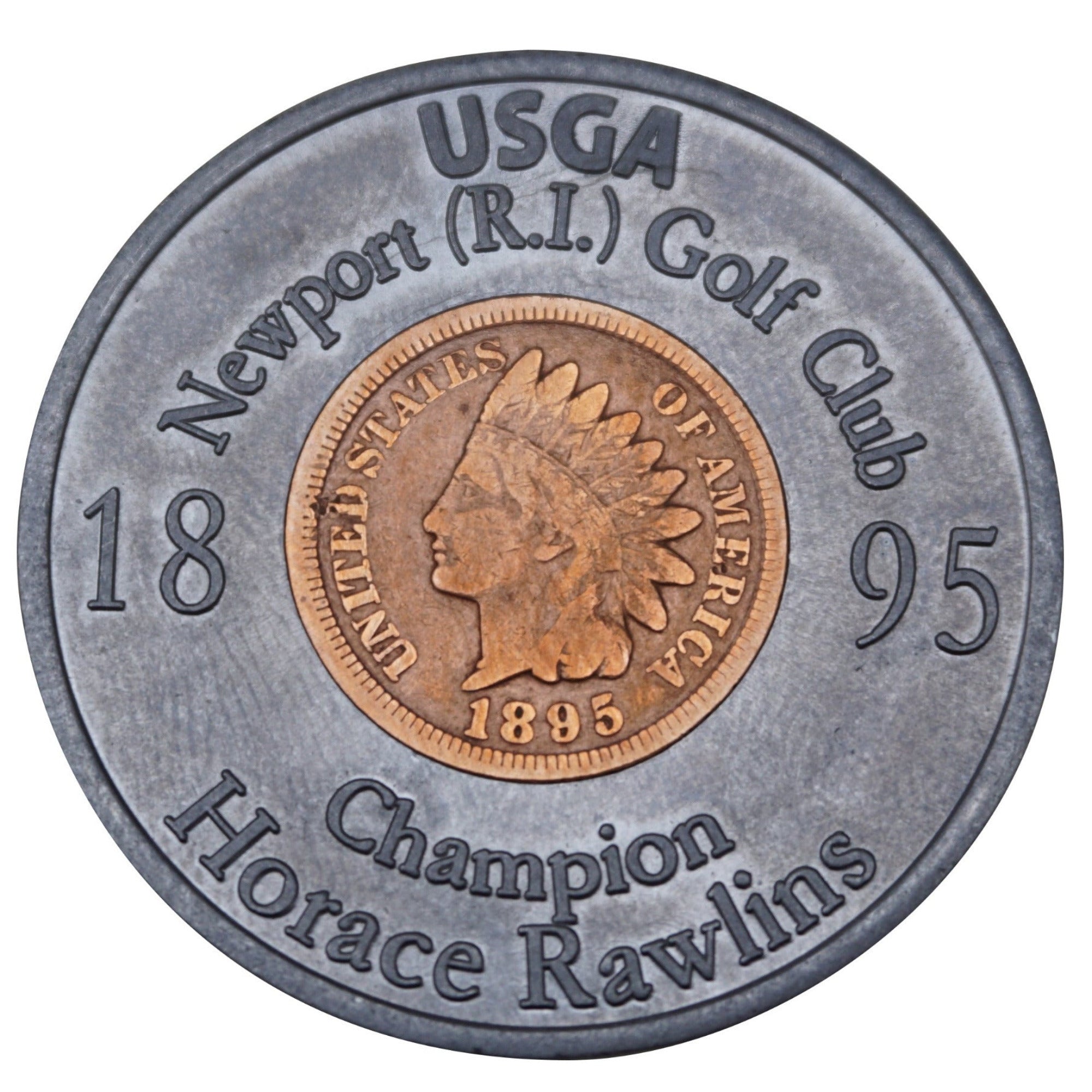* US Open 1895 Penny BM USGA with Real 1895 U.S. Indian Head Penny