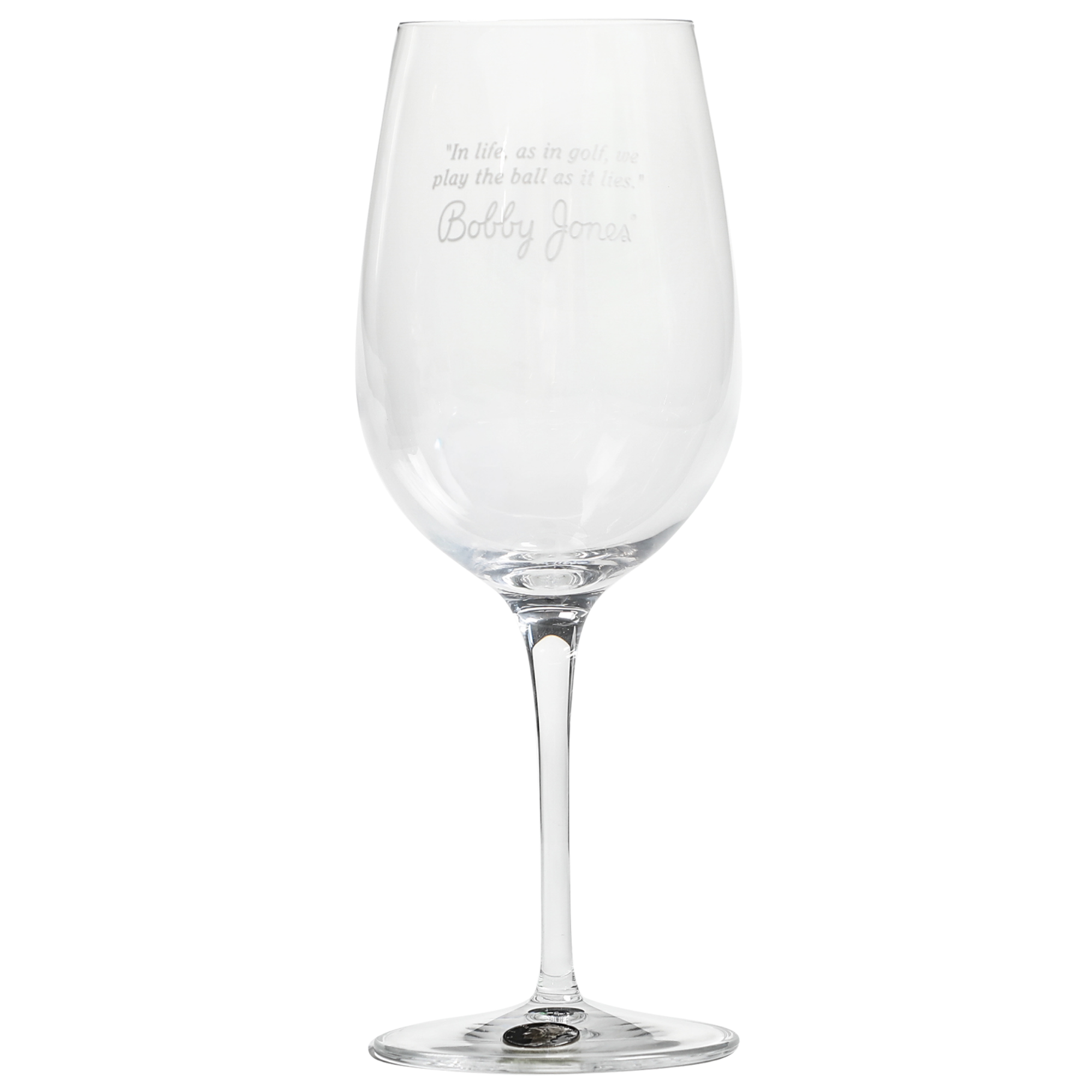 *1930 Bobby Jones Red Wine Glass with Real 1930 Liberty Dime