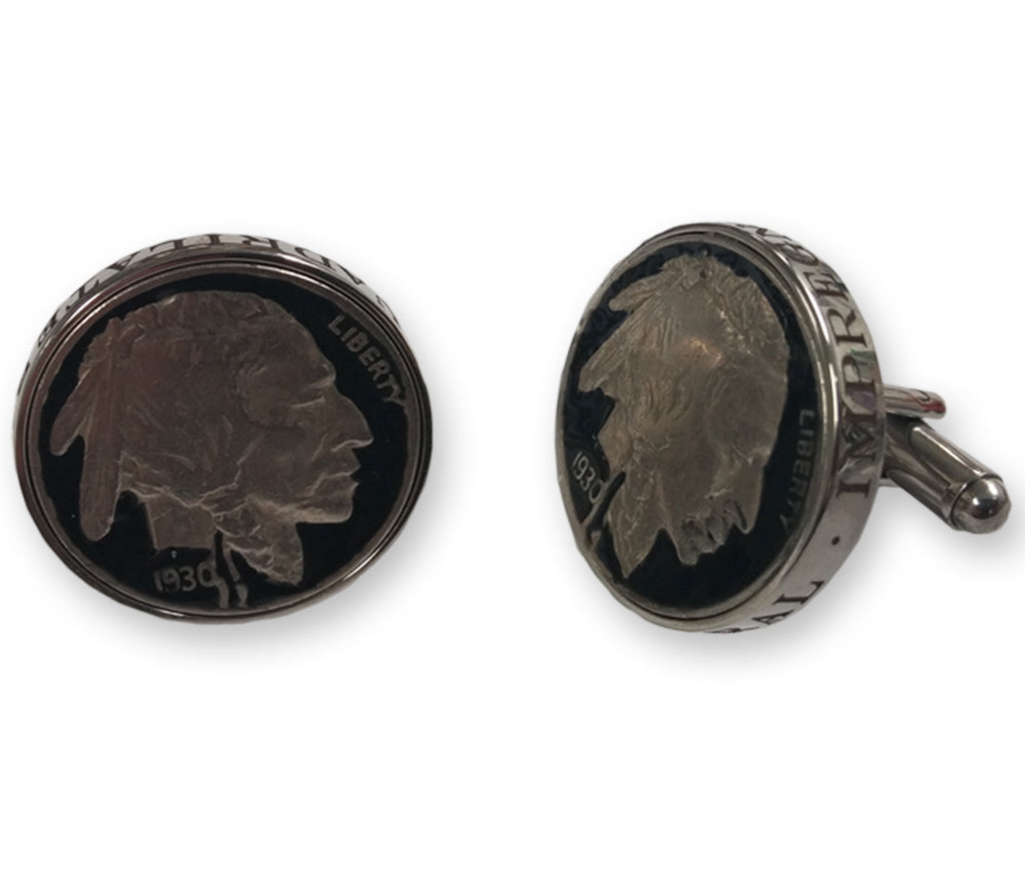 *1930 Bobby Jones Enameled Cufflinks with Real U.S. 1930 Buffalo Nickels