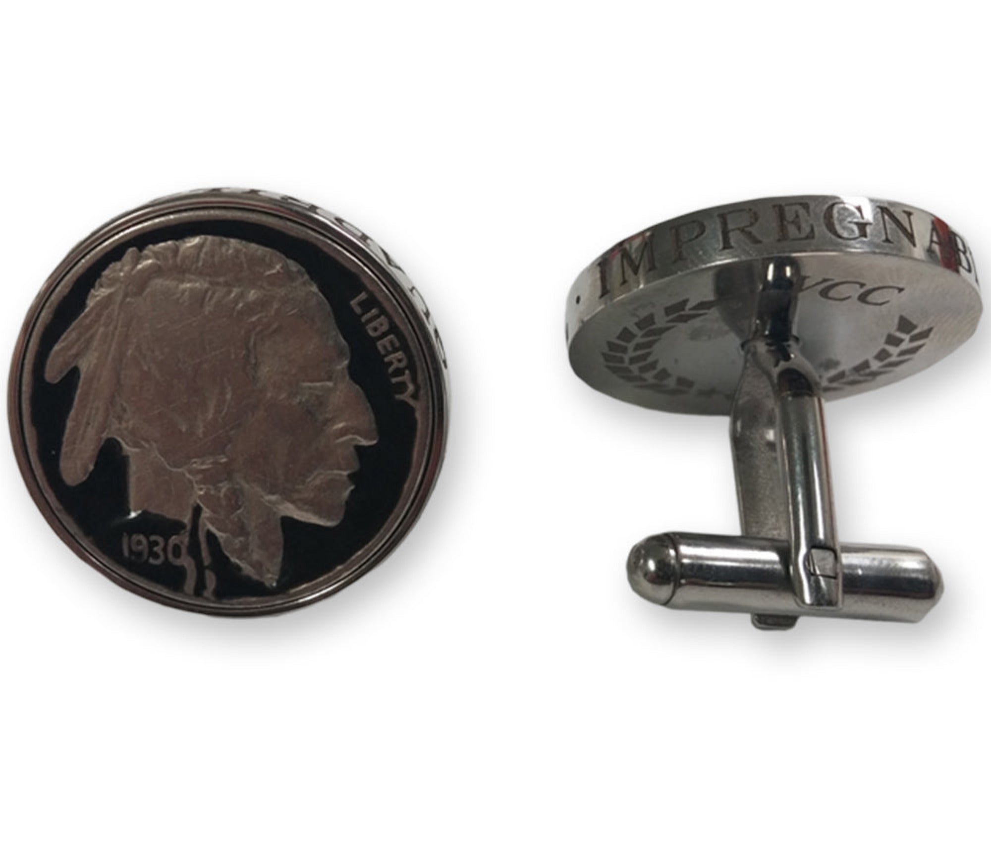 *1930 Bobby Jones Enameled Cufflinks with Real U.S. 1930 Buffalo Nickels