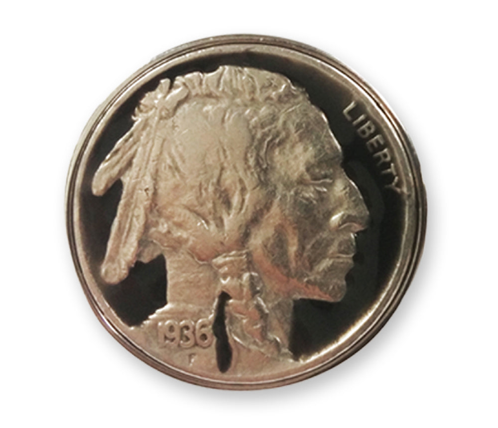 Enameled Buffalo Nickel Cufflinks with Real U.S. Buffalo Nickels