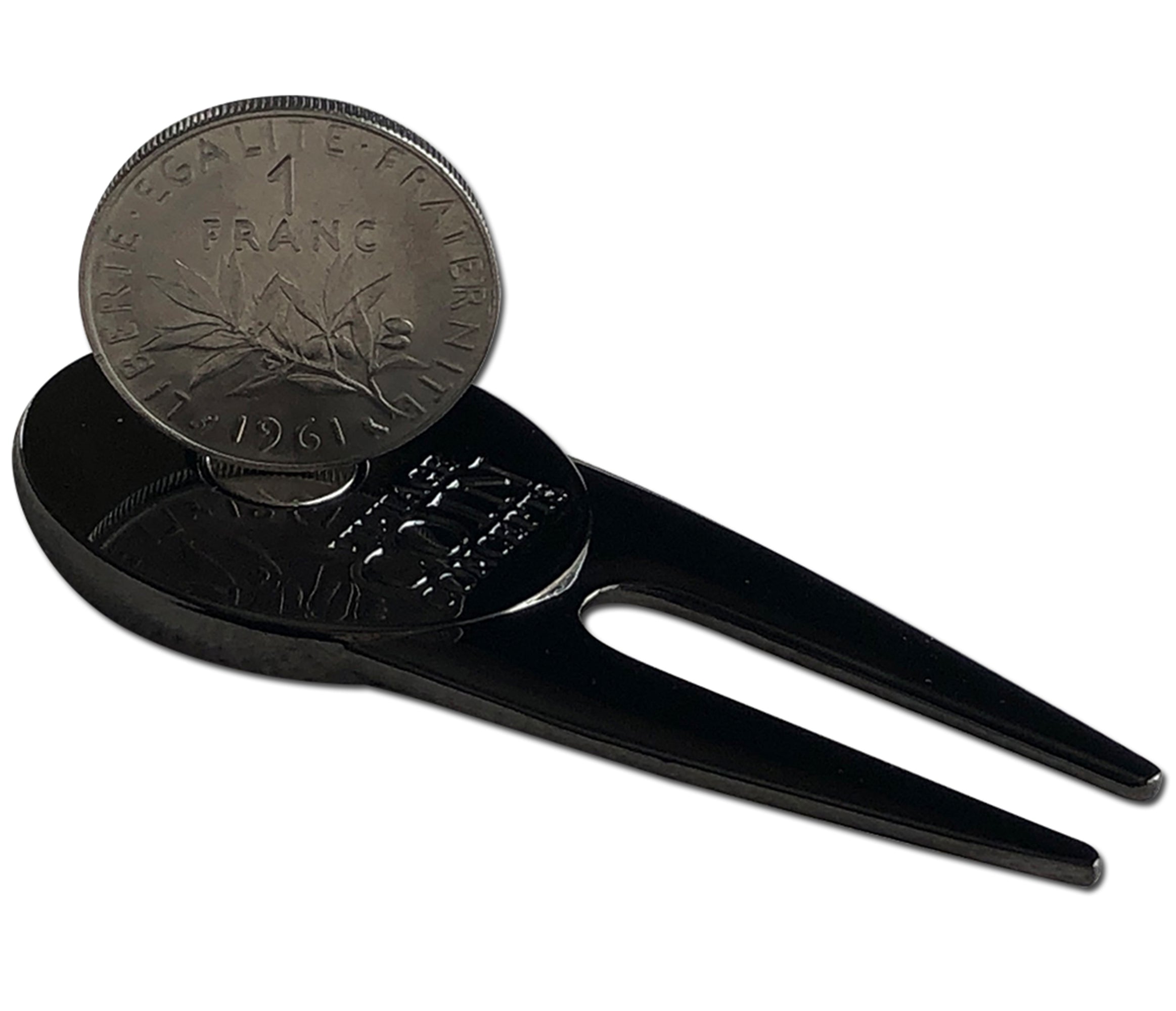 France Divot Repair Tool & Ball Marker with a Real French Franc Coin