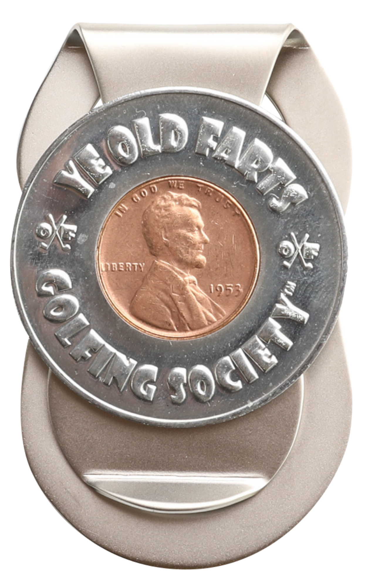 Ye Old Farts Golfing Society Steel Money Clip with Commemorative U.S. Penny