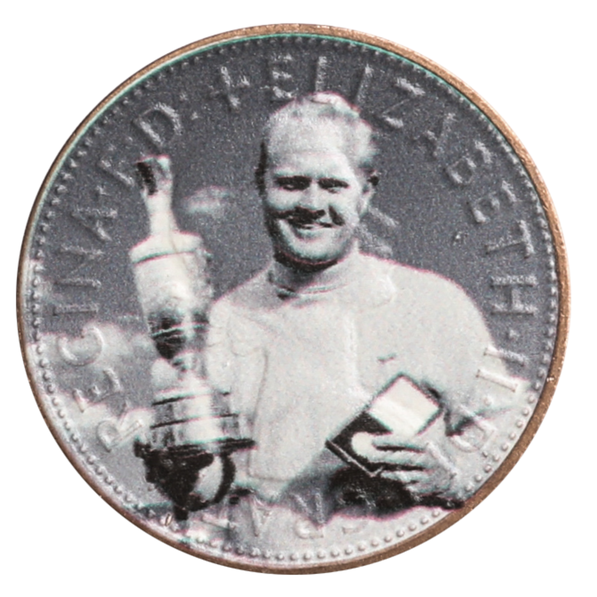*Jack Nicklaus 1966 Open Championship Printed Ball Marker with a Real 1966 British Penny
