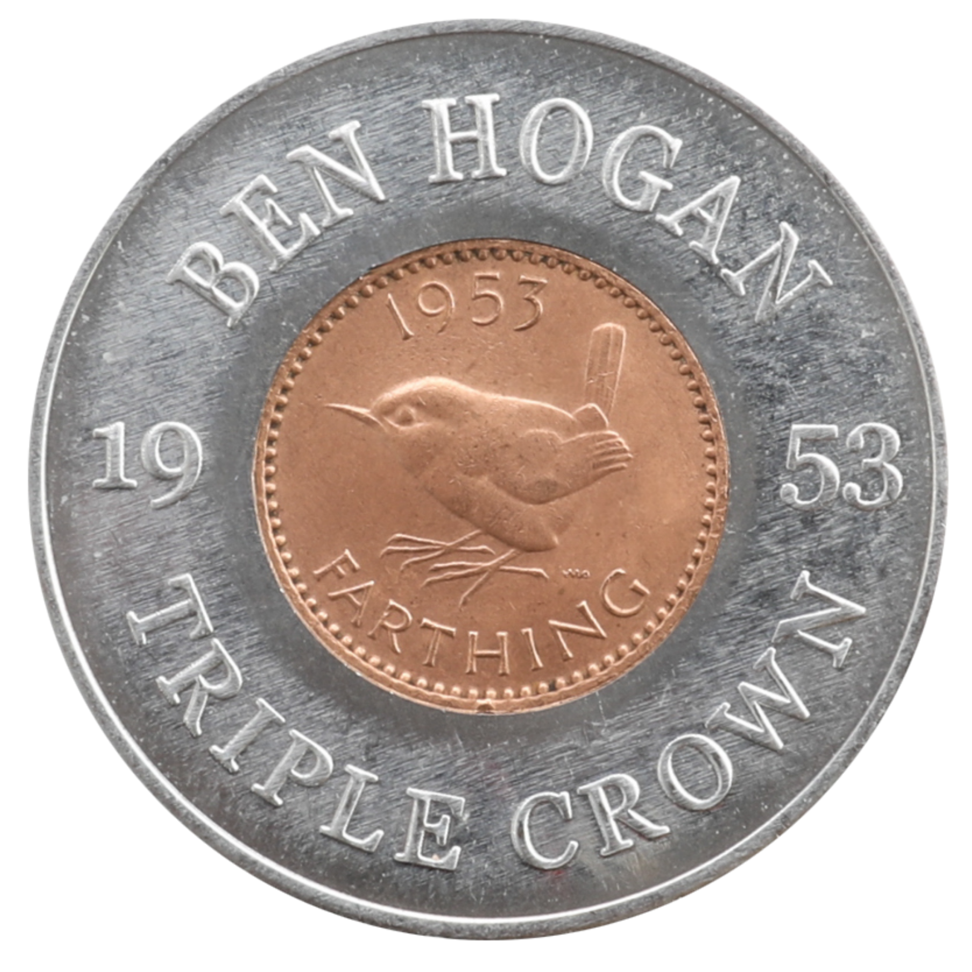 * 1953 Ben Hogan Ball Marker with Real 1953 British Farthing