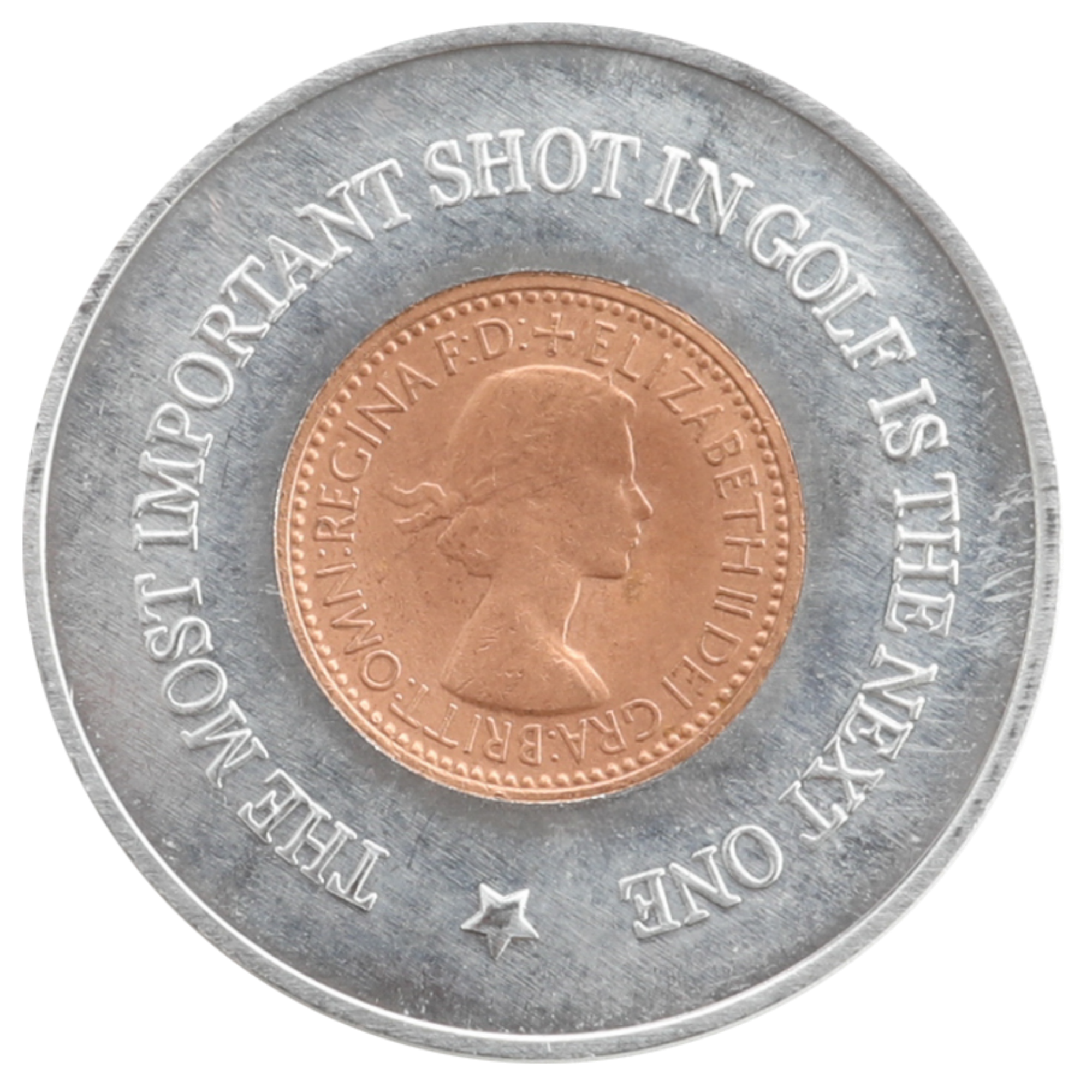 * 1953 Ben Hogan Ball Marker with Real 1953 British Farthing