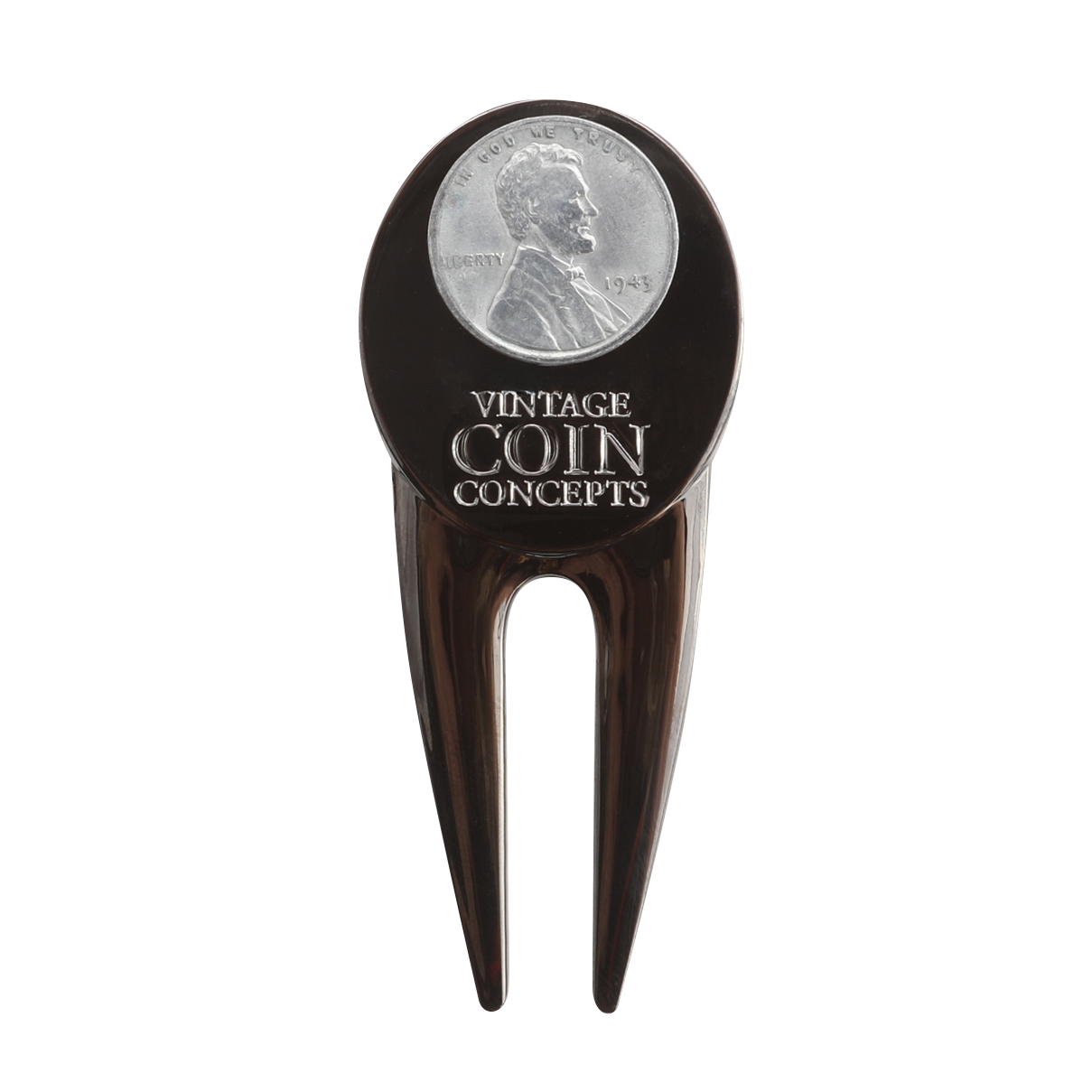 USA Divot Repair Tool & Ball Marker with a Real 1943 U.S. Steel Penny