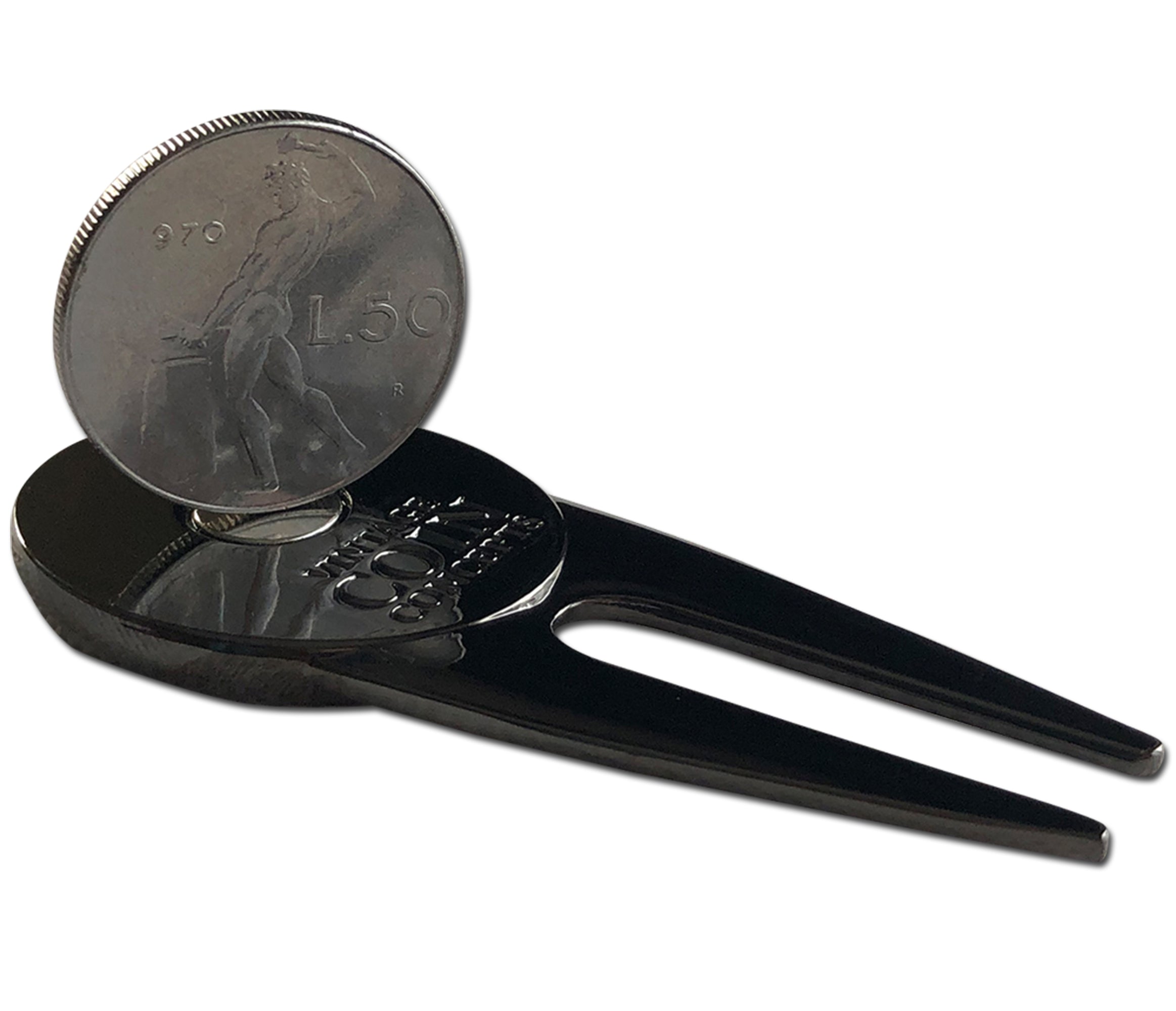 Italian Divot Repair Tool & Ball Marker with a Real Italian Lire Coin