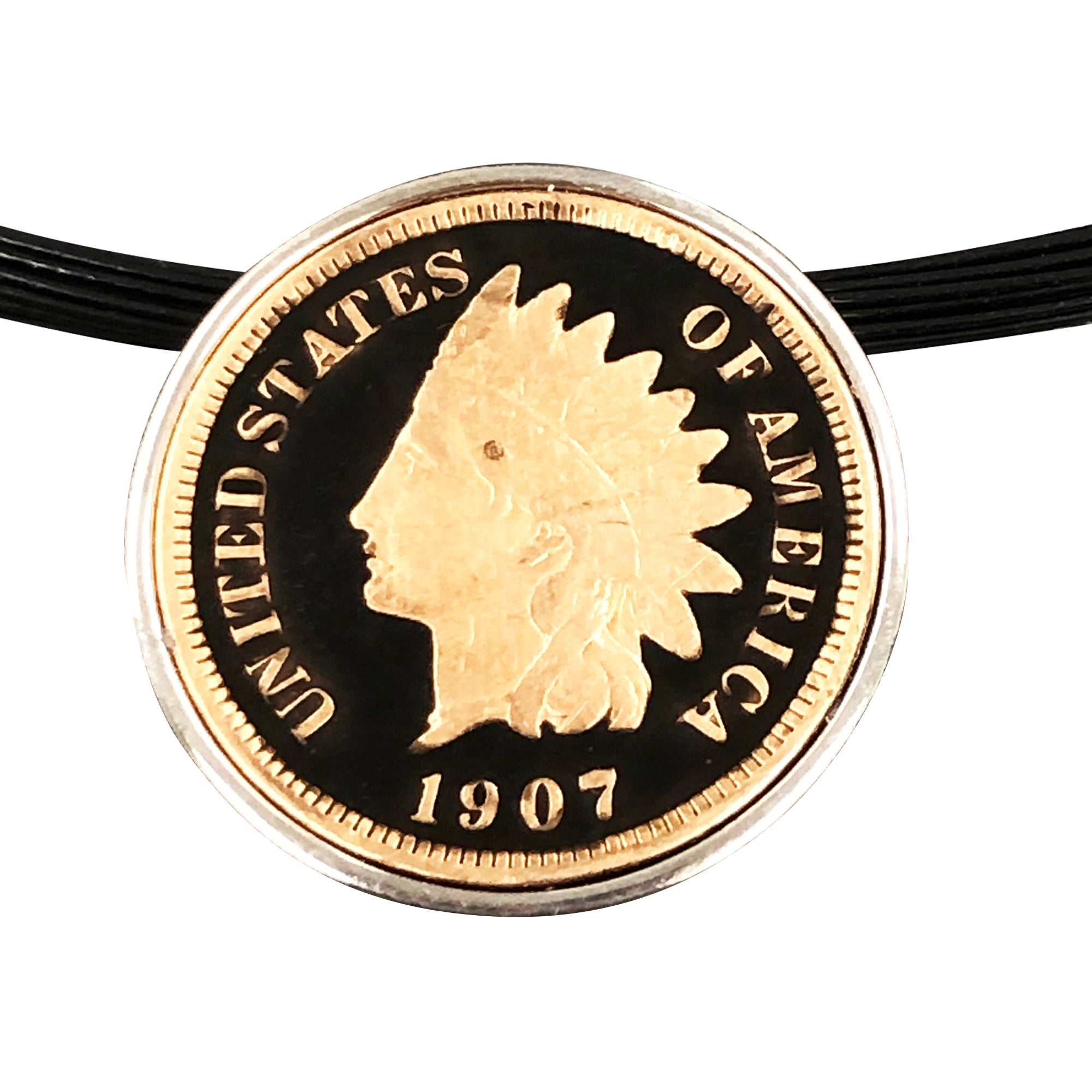 Enameled Indian Head Penny Pendant with Real U.S. Indian Head Penny