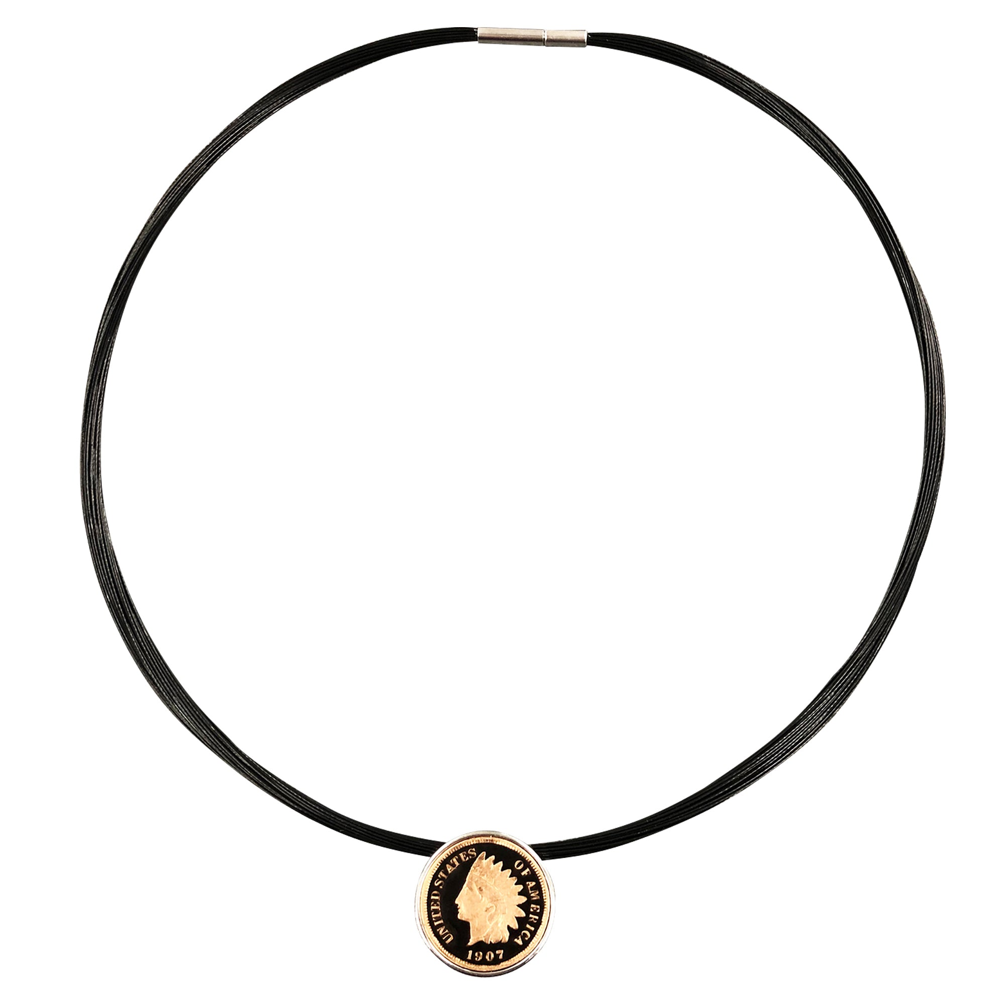 Enameled Indian Head Penny Pendant with Real U.S. Indian Head Penny