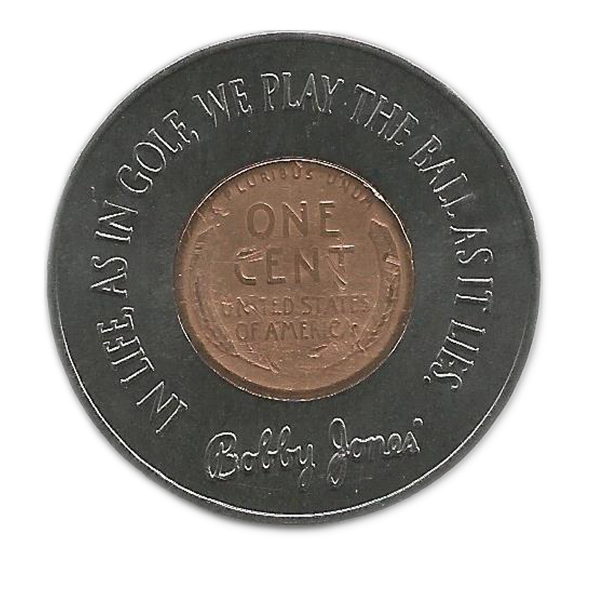 * 1930 Bobby Jones Ball Marker with a Real 1930 U.S. Penny