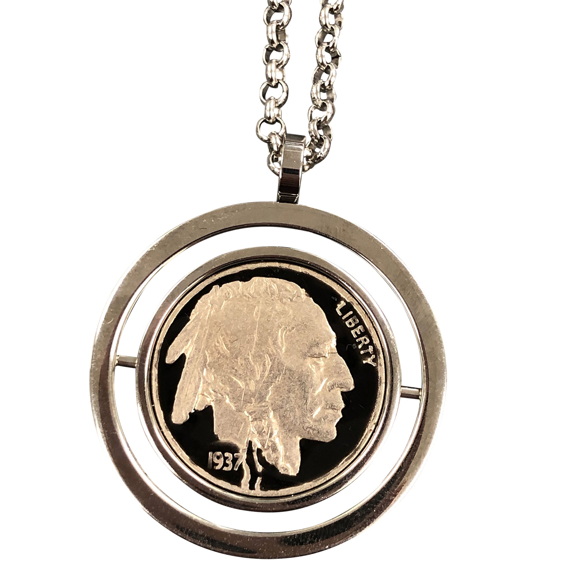 Swivel Pendant Necklace with U.S. Buffalo Nickel Coin