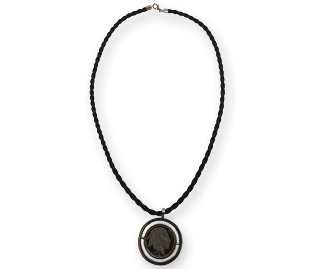 Enameled Buffalo Nickel Swivel Pendant